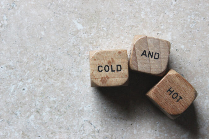 Dice represent dual temperature mattresses. Hot and Cold.