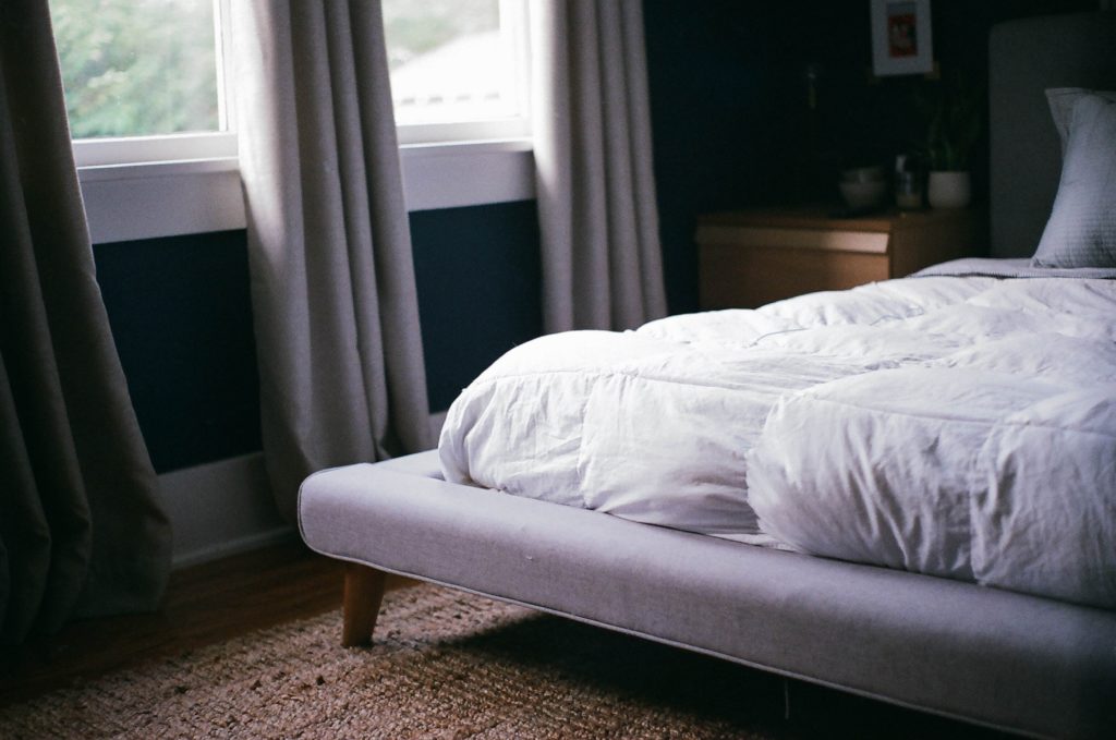 A bed with a mattress
